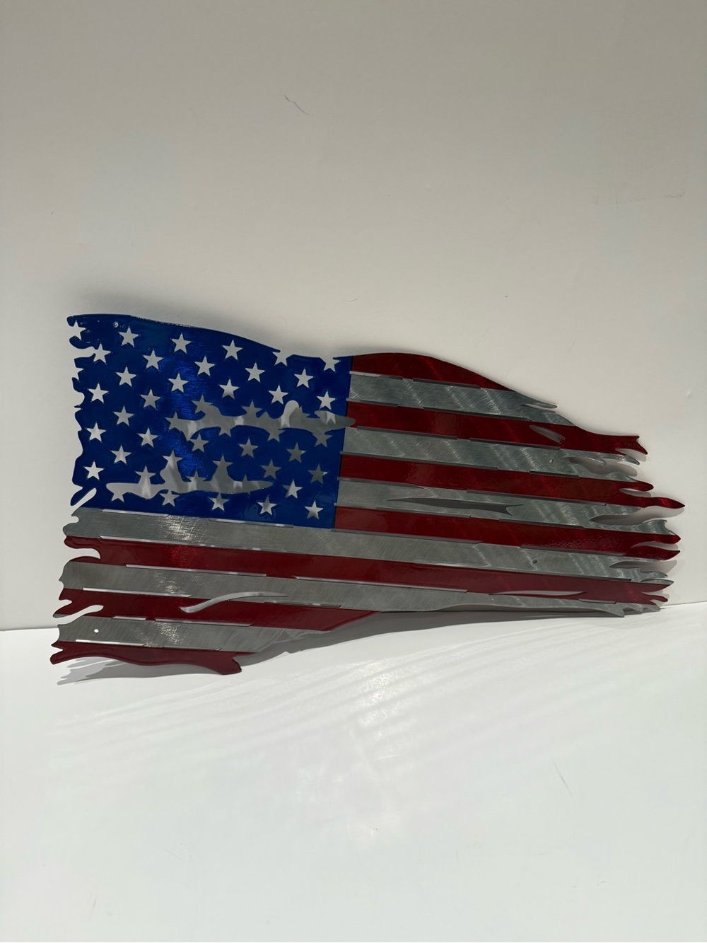 Redline Steel Small Tattered Distressed Metal American Flag Wall Art patriotic